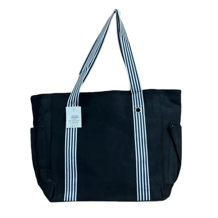 BOLSA TOTE PLAYA TELA COLOR LISO COLOR VERDE ROSA NEGRO GRIS BLANCO  51X37CM - 1