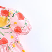 Vestido De Verano Para Bebé Niña Con Estampado Floral Y Manga Burbuja Vestido De Princesa De Algodón Con Cuello Cuadrado Lindo Vestido Corto Para Niñas De 1-2 Años - details 7