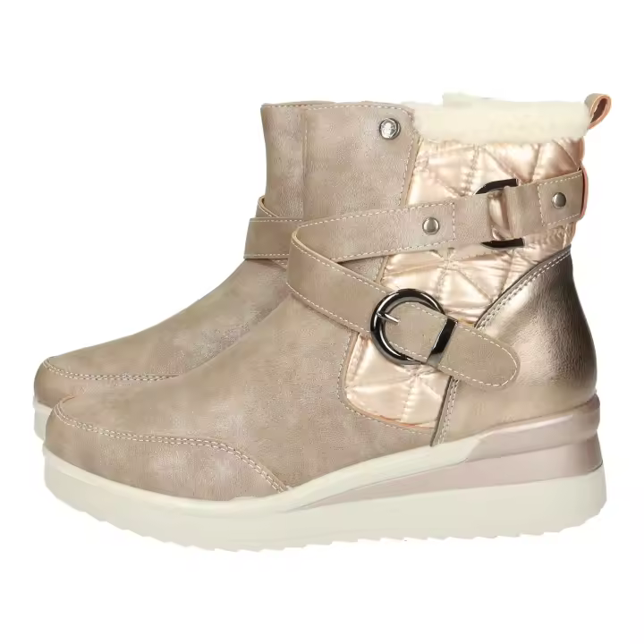 Botines marca MYSOFT para mujer en color taupe. Botines Mysoft con plantilla extraíble, memory foam y cierre de cremallera - 1