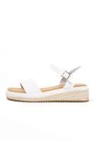 Lyla Wang Sandalias doradas mujer de esparto diseño con doble tira - details 17