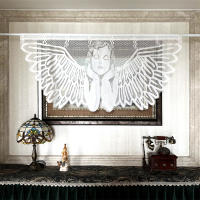 Enchufe Retro Blanco Angel Valance Para Decoración De Sala De Estar Cocina Café Translúcido De Tulle De Poliéster Jaquear Mediana Ventana - details 2