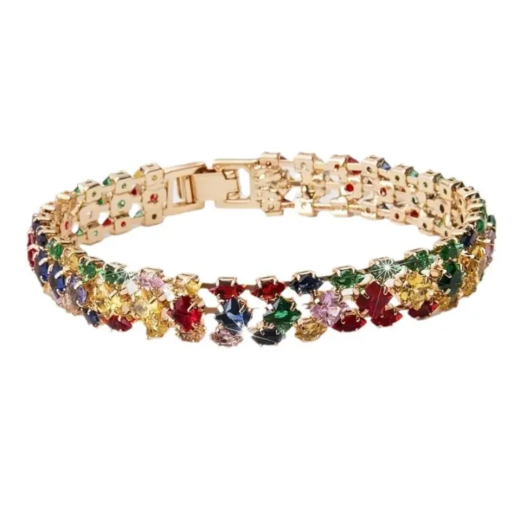 Elegante pulsera con Cierres de Cadena y circonitas Geométricas multicolor estilo Bohemio y chic para Mujer: Perfecta para fiesta Cotidianas y de vacaciones - 1