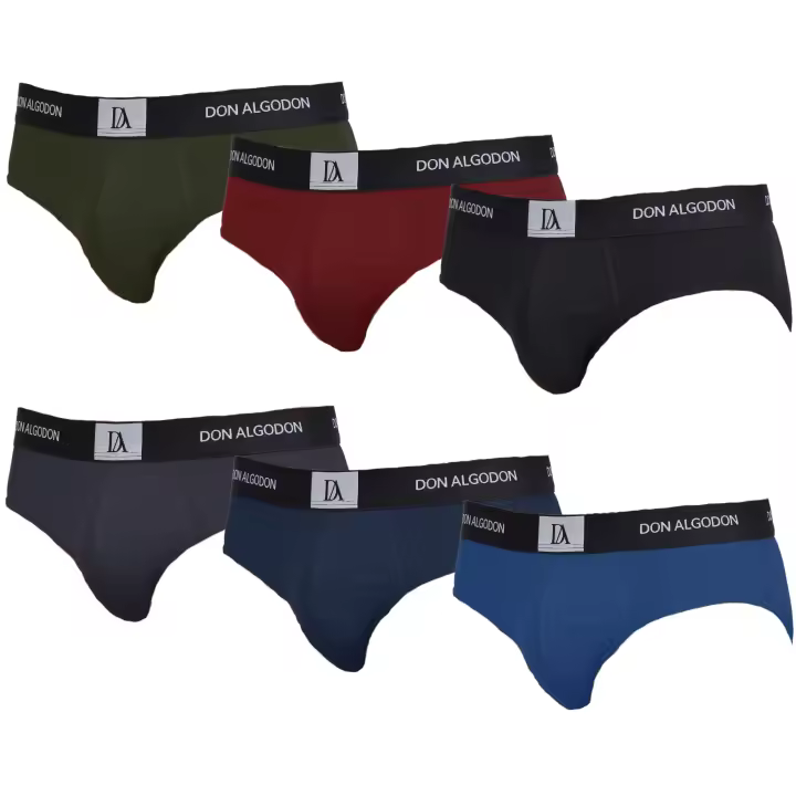 DON ALGODON | Pack de 6 Slips Para Hombre | Cintura Elástica | Cómodos y Transpirables | 6 Colores Diferentes | 5 Tallas: S, M, L, XL, XXL | 93% Algodón - 1