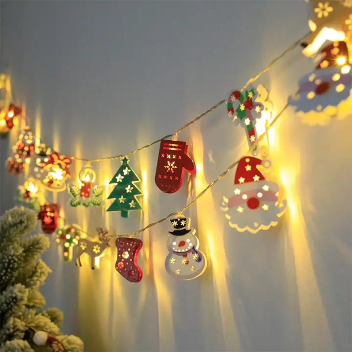 Guantes De Ciervo LED Con Guirnalda De Campanas Decorativa Para Sala De Estar Dormitorio Jardín Luz De Hierro Operatedora Batería Decoración Navideña - 1
