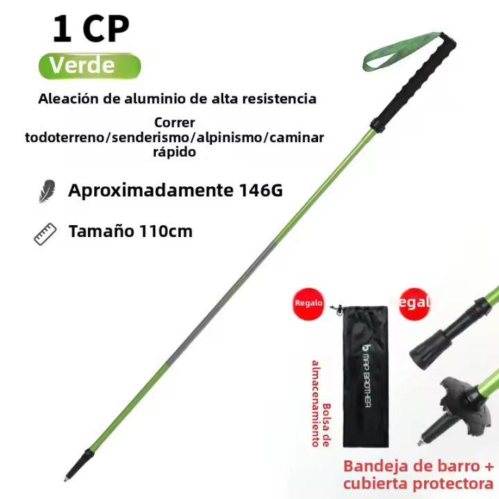 MAP BROTHER M3031 N-Pole Poles De Camuflaje Plegables Para Senderismo Y Correr Outdoor Palas De Caminar De Aleación De Aluminio 7075 Con Cierre Rápido Y Punta De Rodamiento De Tungsteno Cobalto - 1