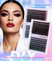 Kit de pestañas postizas de racimos: Juego de extensiones de pestañas de volumen ultra denso con aplicación de calor segmentada. - details 36