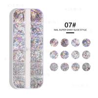 1 Caja De 12 Cuadrículas De Brillo Holográfico Uñas Secuencias Esparkly 3D Delgadas Con Mariposas Redondas Y Geométricas Decoraciones De Tela De Brillo Para Uñas - details 13