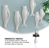 Conjunto de pared de flores florero de cerámica forma de pescado pared PLANTER pared colgante floral ornamento decoración de pared para sala de estar dormitorio - details 2