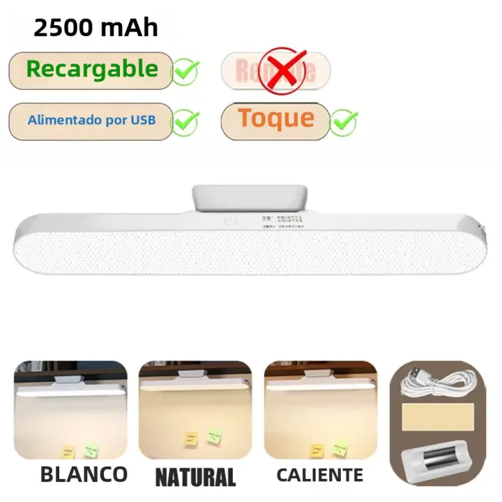Lámpara De Lectura LED Recargable USB Con Toque Magnético Luz Nocturna Portátil Protección Ocular Regulable Sin Saltos - 1