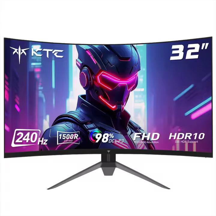 Monitor juegos curvo KTC H32S17F 32", panel HVA 1920 * 1080, frecuencia de actualización 240 Hz, 125% sRGB, relación contraste de 3500: 1, sincronización adaptativa, HDR10, tiempo respuesta 3 ms, 2 * HDMI2.0 1 * DP1.4 1 * USB2.0 1 * Audio, montaje VESA - 1