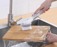 Cepillo De Limpieza De Cocina 2 En 1 Con Mango Largo Y Dispensador De Esponja Cepillo De Lavado De Platos Herramientas Ecológicas Para La Cocina - details 6