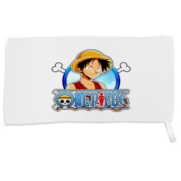 MERCHANDMANIA TOALLA PEQUEÑA ABSORBENTE logo one piece personaje Monkey D Luffy sombrero paja suave personalizada con cinta elastica - 1