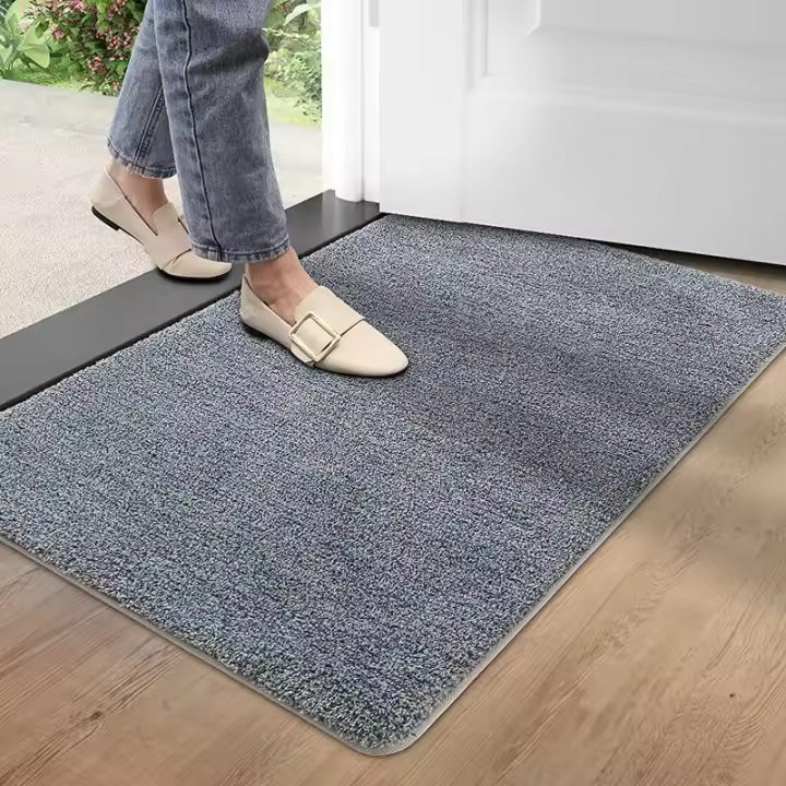 Felpudo de entrada interior, Felpudo antideslizante para puerta | Suave | Lavable a máquina | Ultra absorbente y duradero | Interior o exterior | Felpudo para Puerta Delantera - 50 x 80 cm, Gris/Azul - 1