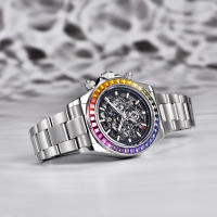 Reloj Mecánico De Moda PAGANI DESIGN 2023 Para Hombre Con Bezel Arcoíris Acero Inoxidable Resistente Al Agua Y Shock Con Calendario Completo Y Semana Display Cristal De Zafiro - details 2