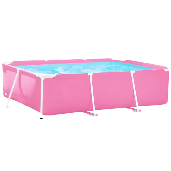 Bricoloco.com Piscina Desmontable Grande Familiar Rosa 220 X 60 X 150 Cm Resistente PVC - 1