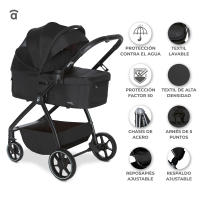Asalvo Silla de Paseo Duo Rodas – Sistema Modular 2 en 1, Con Capazo y Silla de Paseo Reversible, Plegado Compacto y Ruedas con Suspensión para Bebés hasta 22 kg - details 1