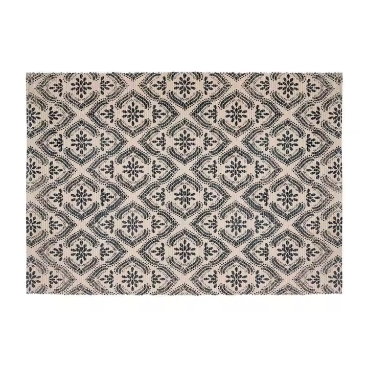 Alfombra Atmosphera Negro Beige Algodón Multicolor 60 x 90 cm - 1