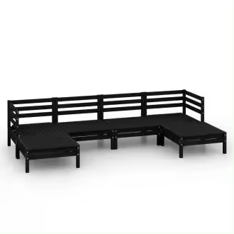 VIDAXL 3083338 juego de 6 muebles de jardín fabricados en madera de pino maciza en color negro vida xl - 1