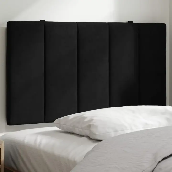 Cabecero de cama acolchado terciopelo negro 90 cm - 1