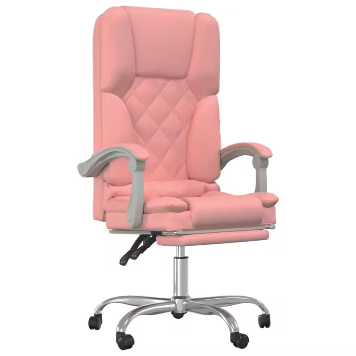 Silla de Oficina reclinable masaje Cuero sintético Rosa - 1