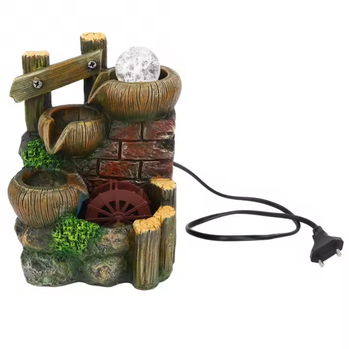 Fuente De Escritorio En Resina Decoración De Agua Fluyente Para Oficina Y Hogar Fuente De Mesa AC220V-240V Adorno De Escritorio - 1