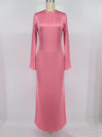 Vestido Maxi Elegante Para Mujer Con Cintura Alta Manga Larga Slim Fit Vestido Largo De Fiesta Casual Lujo Otoño Vestido Synthético - details 0