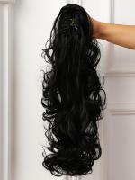 Pony Cola De Caballo Sintética Resistente Al Calor Larga Negra 22 Pulgadas Extensiones De Cabello Con Clip En Rizado Full Machine - details 3