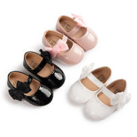 Zapatos De Niña Bebé En PU Cuero Liso Con Nudo Y Suela Antideslizante Ligera Para Primera Caminata Vestido De Princesa Para Boda - details 2
