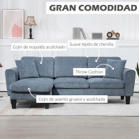 HOMCOM Sofá Chaise Lounge Sofá Esquinero Sofá de Salón Reversible en Forma de L con 2 Almohadas Carga 200 kg 230x138x87 cm Azul Oscuro - details 3