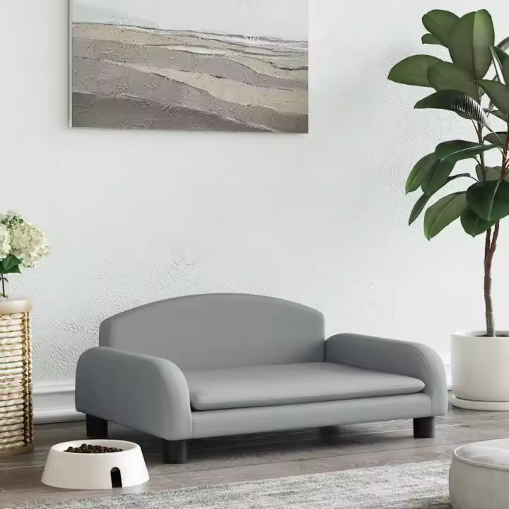 Cama para perros de tela gris claro 70x45x30 cm - 1