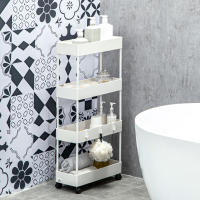 HOMCOM Carrito Auxiliar con Ruedas Carrito de Almacenamiento con 4 Cestas y 4 Ganchos Extraíbles para Cocina Baño Salón 40x19x90 cm Blanco - details 1