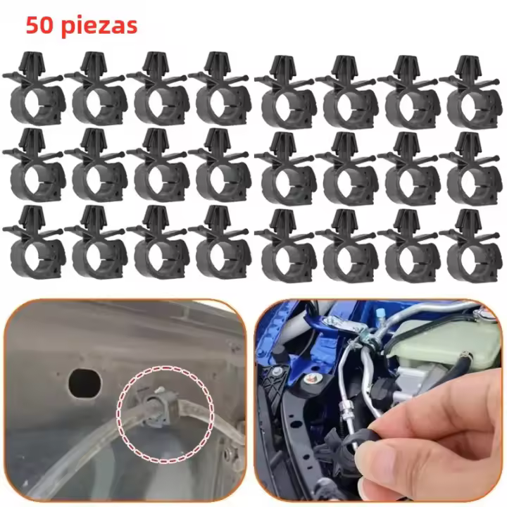 50x Clip De Enchufe Para Cableado De Coche Retenedor De Ruta Fijador De Tubo Corrugado Abrazadera De Cable Soporte De Tubo De Aceite Barra Transversal De Tubo De Goma - 1