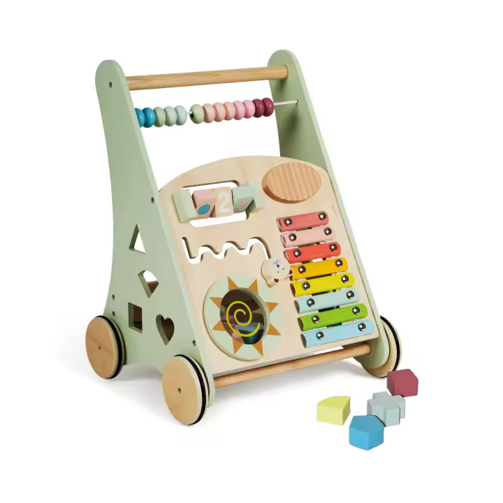 Buddy Baby Montessori- Andador bebés de madera - Carrito correpasillos para primeros pasos con juguetes y actividades - Carro caminador para bebé +12 meses - 1