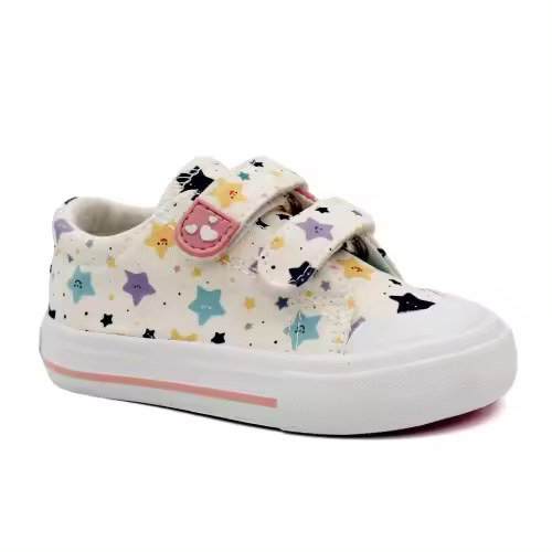 Zapatillas lona flexibles STARS BUBBLE KIDS C1261 con doble velcro y estampado de estrellas. - 1