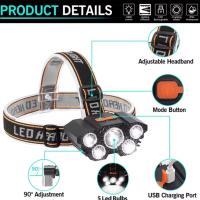 Linterna Frontal LED Recargable USB Mini Portátil Para Emergencias Caza Pesca Y Camping Lámpara Frontal De Viaje - details 4