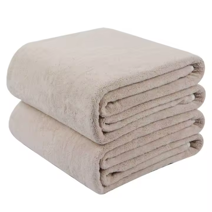 Toalla de baño Toallas de baño suaves y absorbentes Toalla de microfibra para piscina, gimnasio, camping, yoga, viajes, fitness Paquete de 2 beige - 1