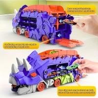 Modelo De Coche Dinosauro Triceratops Desplazable Para Niños Juguete Educativo De Plástico ABS Con Carretera Plegable Y Retroceso - details 8