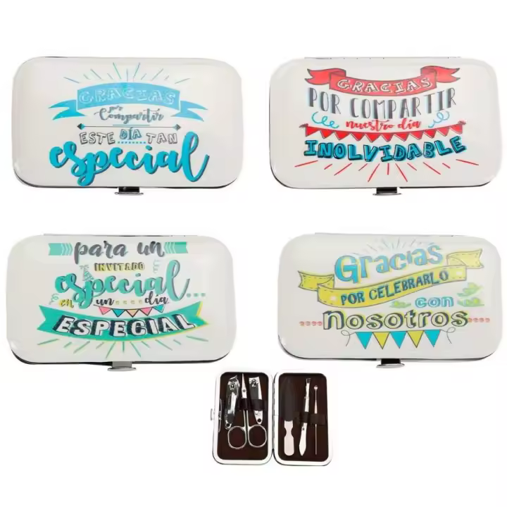 Lote 10 Set de Manicura Frases Gracias" - Estuches Manicura Regalos Bodas Utiles" - 1
