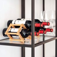 Estante para almacenar botellas de vino - Botellero pequeño de bambú para 5x botella - Estantería pequeña plegable - Soporte para vinos - details 0