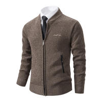 Chaqueta De Punto Para Hombre 2023 Cuello Erguido Gruesa Y Cálida Cardigan Suéter Casual Abierta Por Cremallera Manga Larga - details 32