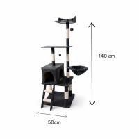 COTTECOTA - Árbol rascador para gatos 50×50×155 cm con casita, hamaca, plataforma y escalera. Ideal para gatos de hasta 5 kg. Incluye postes de sisal natural para rascar y tapizado en felpa suave para mayor comodidad. Perfecto para juegos - details 1