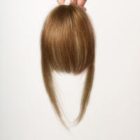 Extensiones De Flequillo Humano 100% Natural Clip in Para Mujer Color Miel Falsa Franja Con Temples Uso Diario - details 0