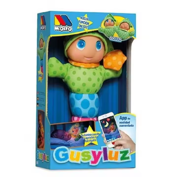 LOUM By Molto Luce Muñeco Gusy Luz Dos Caras Infantil - Reconfortante - Facilita el Sueño - 28 Cm - 1