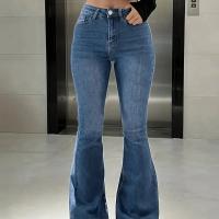 Pantalones Flares Oscuros Para Mujer Jeans Elásticos Con Estiramiento Medio De Cintura Media Longitud Completa Casual - details 1