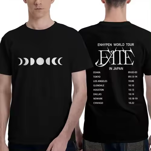Camiseta de Manga Corta, 100% Algodón, Ropa Unisex para Hombres y Mujeres en 5 Tallas, Camiseta Negra CON DOBLE ESTAMPADOS, Cuello redondo. - 1