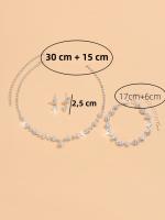 Juego De Joyas Para Mujer Con Collar De Flores Pendientes Y Pulsera Accesorios Para Bodas Y Fiestas Clásicos De Metal - details 3