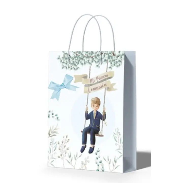 12 Bolsa de Regalo Orla Primera Comunión niño - Diseño Exclusivo y Elegante Ideal para Entregar Regalos a Invitados de Forma Original dos formatos  para elegir  Paquete de 12 Unidades  Marca Arguval - Alta Calidad y Prestancia Única - 1