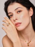 Encanto Anillo de cobre de moda, anillos de circón con incrustaciones chapadas en oro de 18 quilates para mujer, anillo de lujo ligero estilo INS, regalo de joyería femenina ajustable - details 6