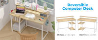 Escritorio de Ordenador con Soporte de Monitor, Escritorio de Oficina con Estantes de Almacenamiento Ajustables, Pequeño Escritorio Reversible para el Estudio, Beige - details 2