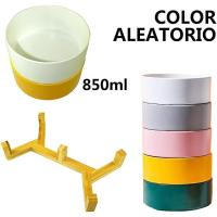 2 Piezas Cuenco de Ceramica Comedero y Bebedero para Perros y Gatos elevados Cuencos para Mascotas ceramica Pequeño y Grande Color Aleatorio Cuenco Elegante con Soporte Bambu Cuenco de Comida o Cuenco de Agua para Perros Pequeños y Medianos - details 1